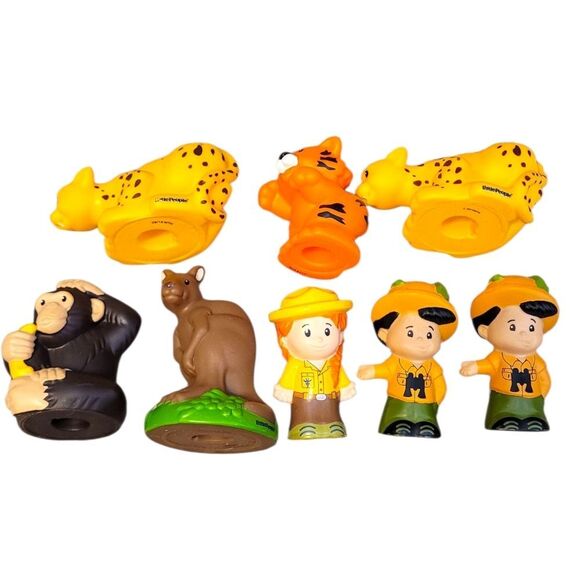 Lot Of 8 Fisher Price Little People Zoo Theme Figures - Picture 1 of 8
